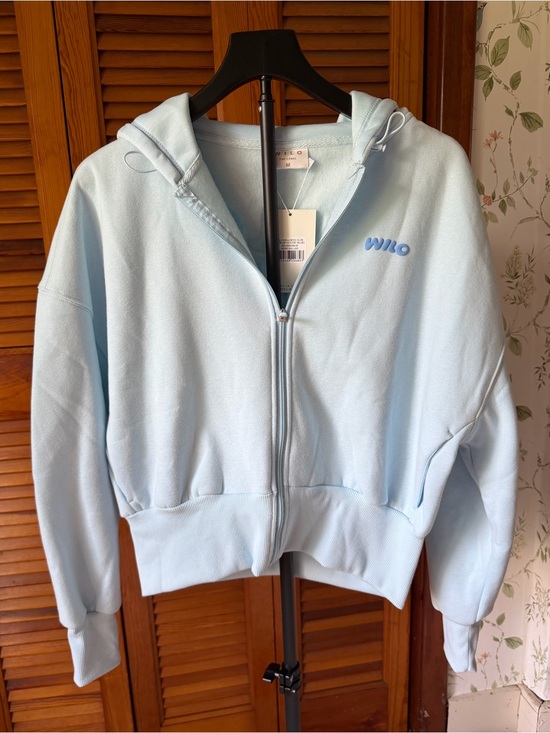 Wilo The Label Tops - NWT Light Baby Blue WILO THE LABEL Wellness Club Zip-Up Hoodie Sz Medium